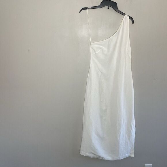 MADEWELL Midi Dress Women 2 One-Shoulder Sleeveless NEW Ivory Linen Blend NQ624 - Picture 3 of 14